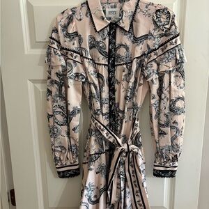 Marchesa Pink and Black Patterned Dress